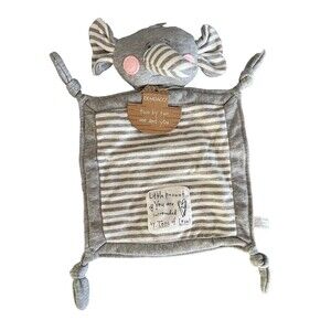 Demdaco Gray Elephant Baby Blanket Lovey Knotted Knots 2 Ply Rosy Cheeks Rattle